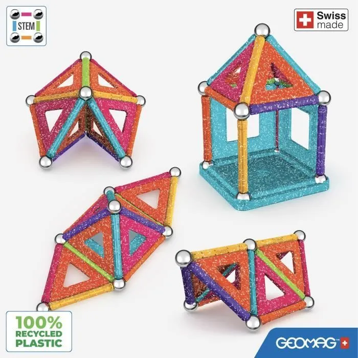 Coffret de construction - GEOMAG - Glitter Panels - 35 pièces - Magnétique - Plastique recyclé-3