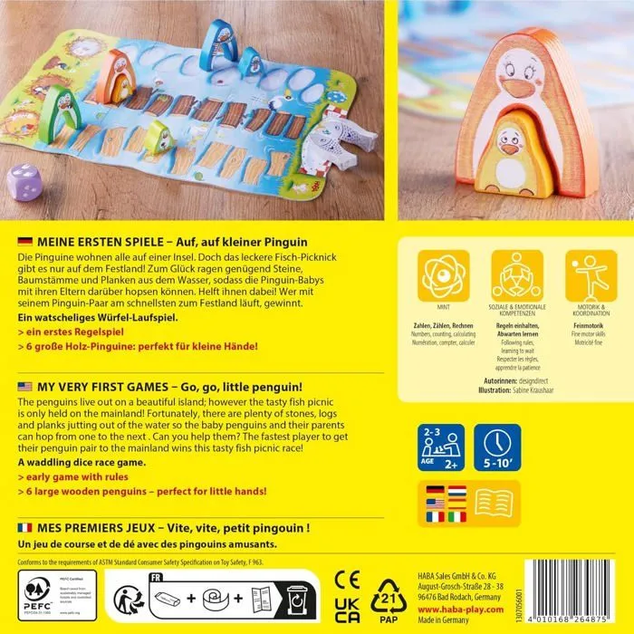HABA - Mes premiers jeux - Vite, vite, petit pingouin ! - Jeux enfants 2 ans et + - Jeu de Course - Stimule Exercices de Calcul-3