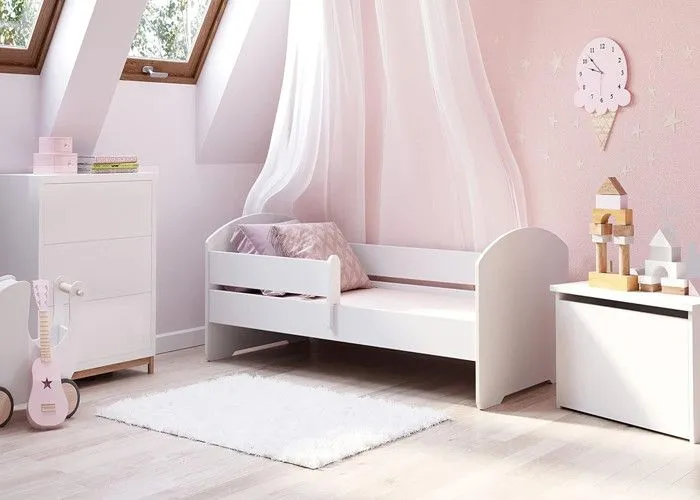 Lit enfant LOU avec balustrade et matelas inclus - Sans graphique - 160 cm x 80 cm-1