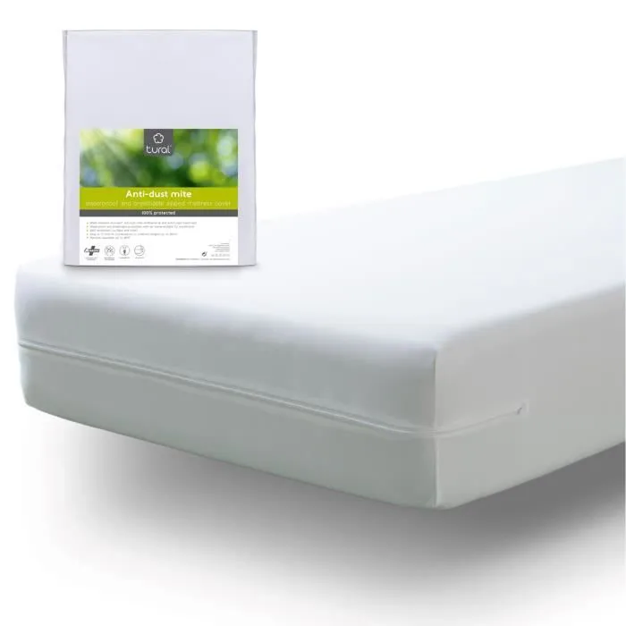 Tural - Housse pour Matelas 90x190/200cm Anti-acariens imperméable et Respirante - Blanc-0