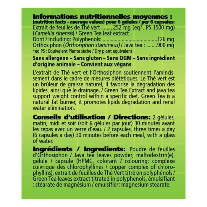 NUTRIEXPERT - Effimincil - Complément alimentaire à base de thé vert - Déstockage graisses - Drainage de l’organisme - 60 gélules-1
