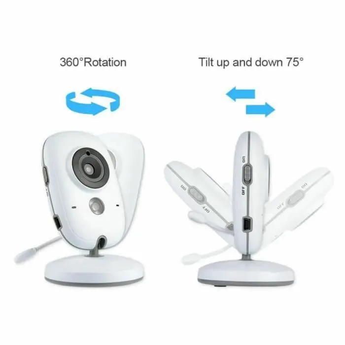 PIMPIMSKY Bébé Moniteur 3.2" LCD Couleur Babyphone Caméra Vidéo Bébé Surveillance 2.4 GHz Bidirectionnelle Vision 1-2