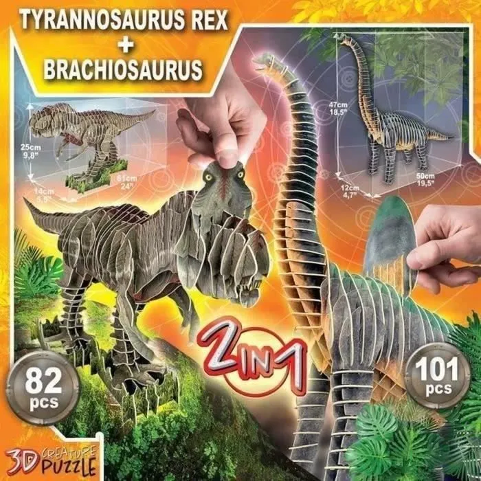 2 IN 1 T-REX + BRACHIOSAURUS 3D CREATURE PUZZLE-1