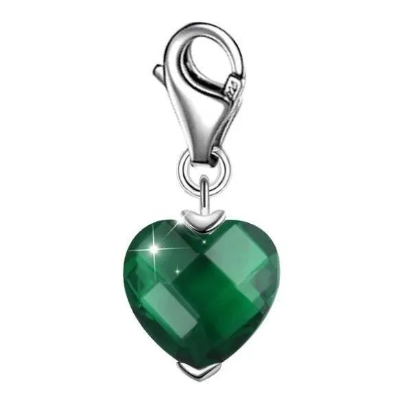 Bola de grossesse grelot mom et coeur émeraude * Longueur collier : 114 cm * Matière pendentif : Cuivre, plaqué argent-1