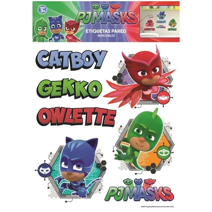 Stickers géants - Pyjamasques - Lot de 7 autocollants - Vert, bleu et rouge - 50 x 70 cm-2