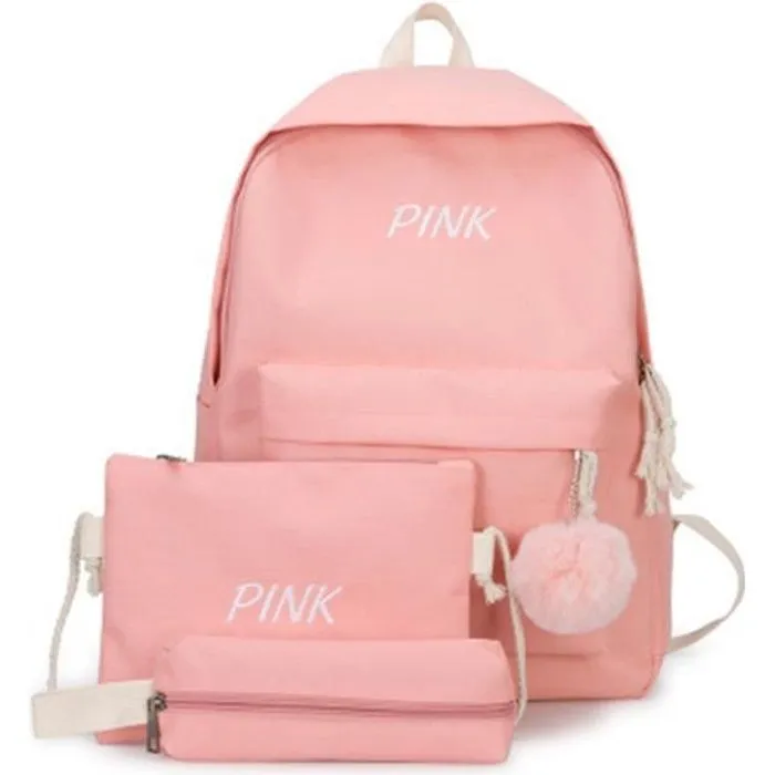 Sac à dos - Rose - Collège - Tissu Oxford - 40x29x13CM - 3 pièces incluses-0