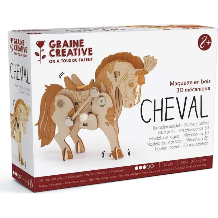 Maquette 3D mécanique - GRAINE CREATIVE ON A TOUS DU TALENT - Cheval 14 cm - Modélisme - Enfant - 45 pièces-5