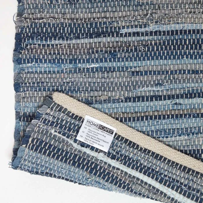 Tapis denim bleu en jeans recyclés - 120 x 180 cm-4