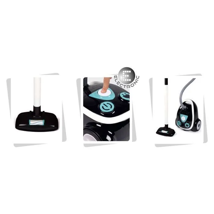 SMOBY Aspirateur compact et peu encombrant avec un véritable bruit d'aspirateur. 3 piles LR44 incluses - dès 3 ans-4