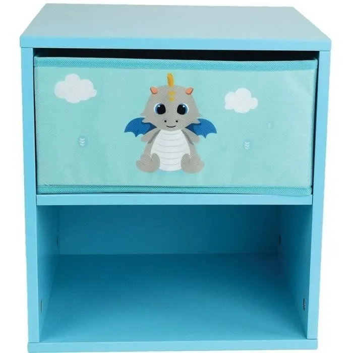 LEON LE DRAGON Chevet avec un tiroir ± 36 x 33 x 30 cm pour enfant-1