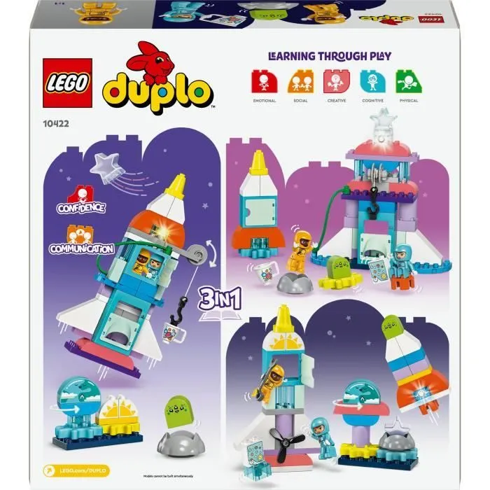 LEGO® 10422 DUPLO L'Aventure en Navette Spatiale 3-en-1, Jouet de Construction de Fusée, Jeu Éducatif-5