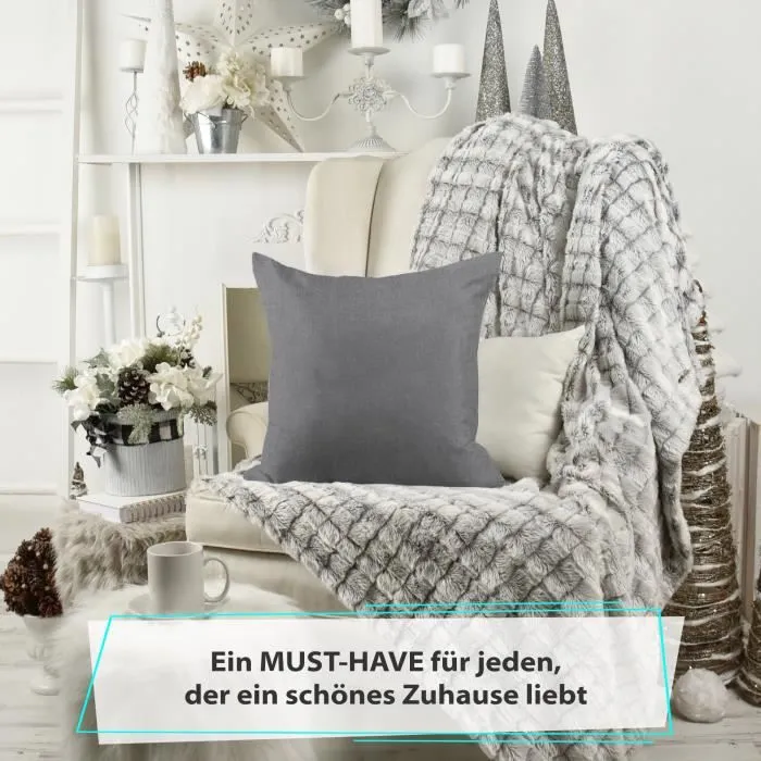 Housse de Coussin Enfant 60x40 cm - taie de Coussin taie d Oreiller Graphite-3