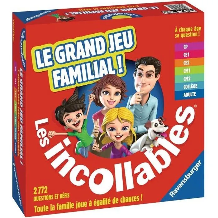 Jeu de Quiz Les Incollables Le grand jeu familial Ravensburger - 7 niveaux de difficulté - Dès 6 ans-0