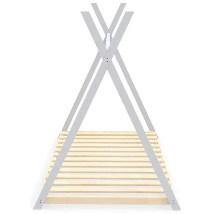 WEBER Lit cabane enfant Montessori- Pin massif - Blanc - Sommier inclus - 90x190 cm - Modèle SIOUX-5