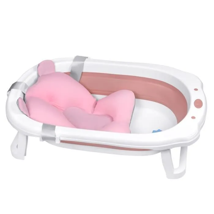 LARS360 Baignoire Pliable Bébé Pliante avec Coussin de Bain Baignoire Bébé Ergonomique pour Bébés et Nouveau-nés (Rose)-1