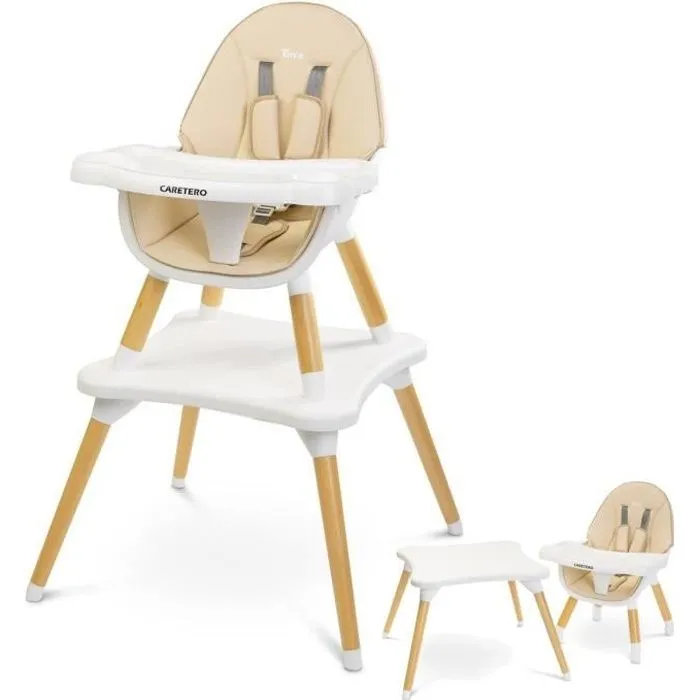 TUVA Chaise haute évolutive en table et chaise Beige-0