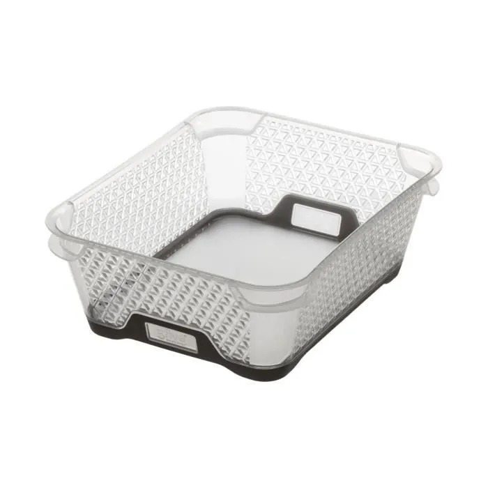 Bac de Rangement Duo - FIVE - Capacité 2,2 L - Transparent - Blanc - L20 x P16 x H7 cm-0