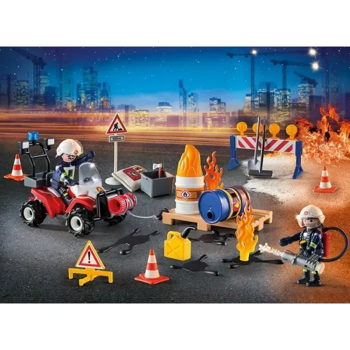 Calendrier de l'Avent PLAYMOBIL - Pompiers incendie chantier - Modèle 9486 - Mixte-1