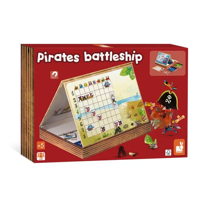 Jeu de société - JANOD - Bataille Navale Pirates - Dès 5 Ans - Rouge - Multicolore - 20 min - Intérieur-0