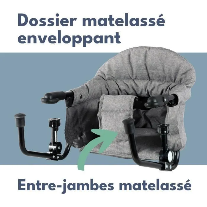 Siège de table réhausseur LOOPING - Dossier Confort - Déhoussable et Lavable Machine - Fixation Multi-points-1