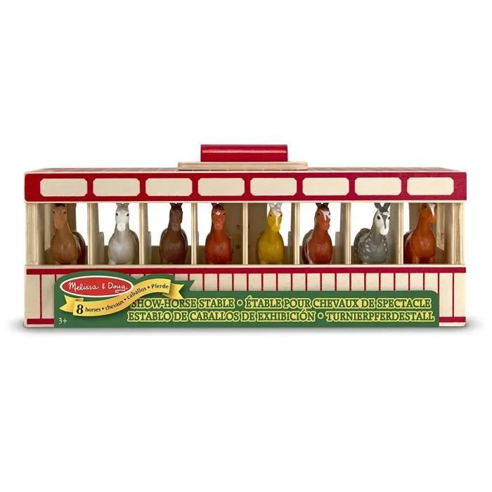 Étable pour chevaux de spectacle - MELISSA & DOUG - Bois - 8 chevaux de jeu-2