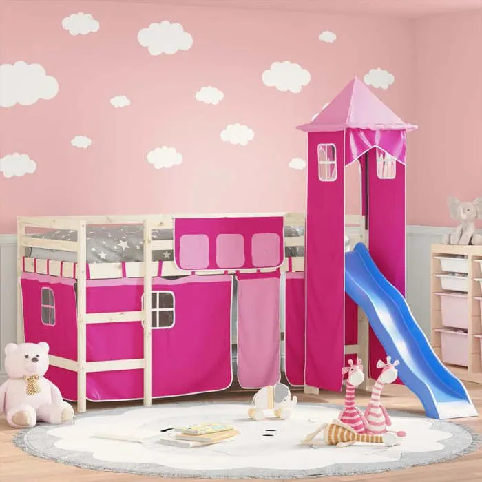 vidaXL Rideaux pour Lit Mezzanine avec Tour, Rideaux de Tente pour Lit Superposé, Rideaux de Lit avec Poches pour Enfant 835924-0