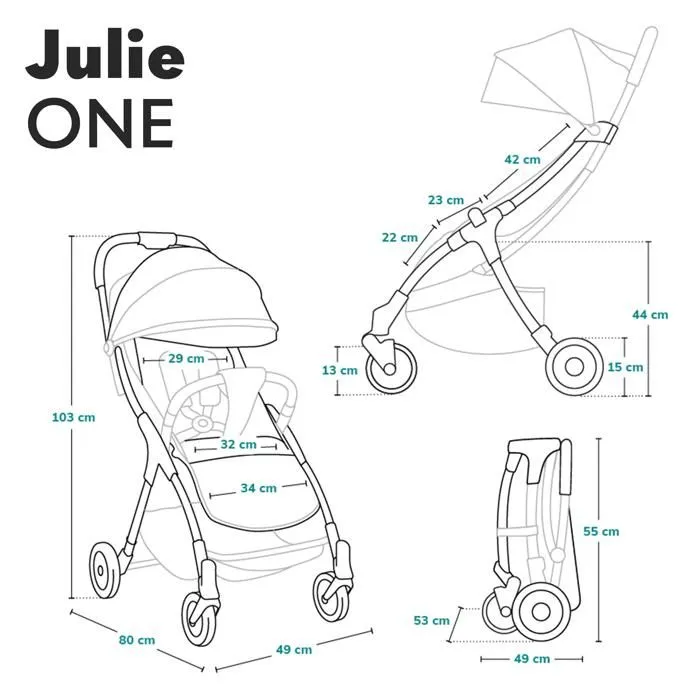 Poussette canne compacte LIONELO Julie One - Jusuq'à 22 Kg - Légère & pliable - Accessoires - Noir-5