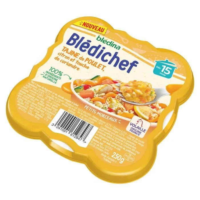 Blédina Blédichef, Repas Bébé, Dès 15 Mois, Tajine de Poulet au Citron et Coriandre, 250g-2