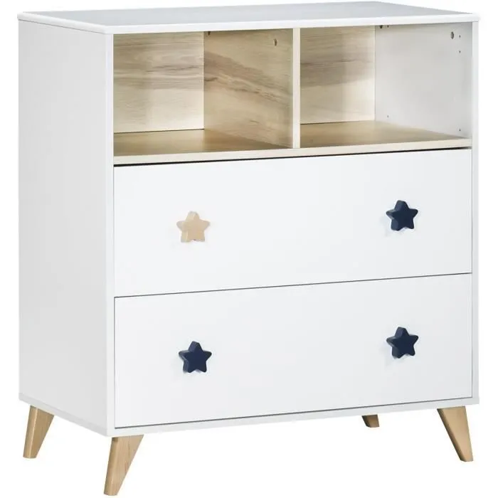 Chambre bébé trio OSLO - Lit 120x60 + Commode à langer 2 tiroirs étoiles + Armoire 3 portes - SAUTHON-2