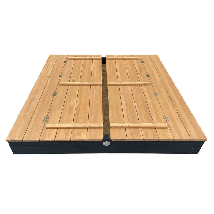 AXI Ella XXL Bac à Sable Enfant Anthracite & Marron | Bac à Sable pour Enfants en Bois FSC avec Couvercle & Banc | 150 x 150 cm-5