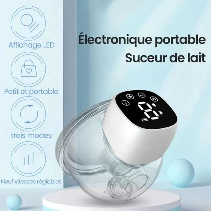 PIMPIMSKY Tire-Lait Électrique Portable 3 Modes 9 Forces Super Silencieux Grand Rechargeable par USB + 10 sac de stockage de lait-2