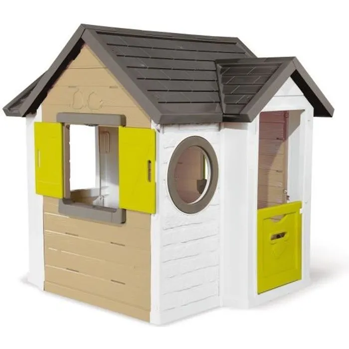 SMOBY Maison My New House - 1 portillon + 2 fenêtres + 2 hublots - Anti-UV - 118x132x135 cm - Fabriqué en France-0
