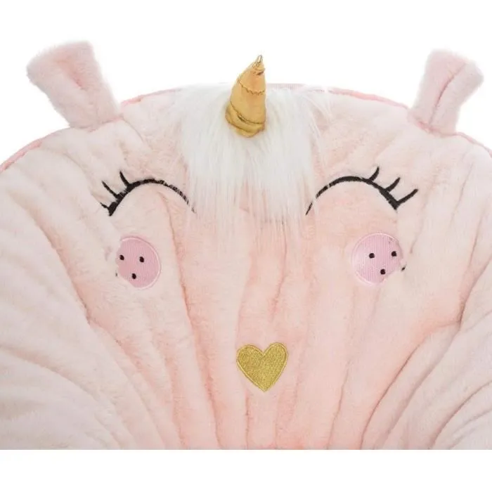 Fauteuil pliant en tissu Licorne rose clair - ATMOSPHERA - Enfant - L. 50 x l. 40 x H. 50 cm-1