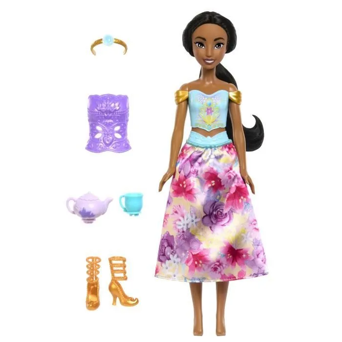 Spin & Reveal Jasmine Mattel Poupée Disney Princesses avec accessoires et 11 surprises HXC23-2
