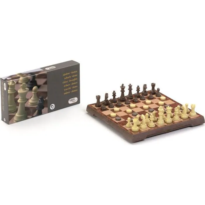 Jeu d'échecs et de dames magnétique - CAYRO - Plateau 24x24 - 2 sets de jeu - Pour enfant et voyage-0