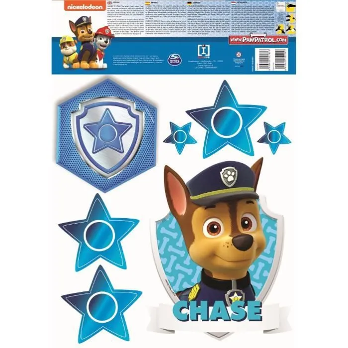 Stickers - Pat Patrouille - Marcus - 4 pièces - 13.5x32.5 cm - Amovibles et repositionnables-2