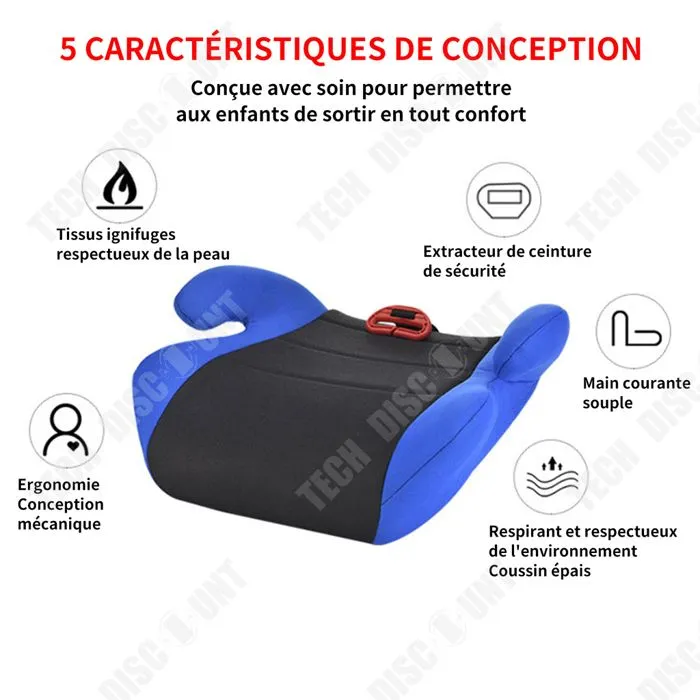 TD réhausseur Pour les enfants de 3-12 ans rehausseur voiture siege auto rehausseur siège auto rehausseur voiture enfant 0-39kg bleu-2