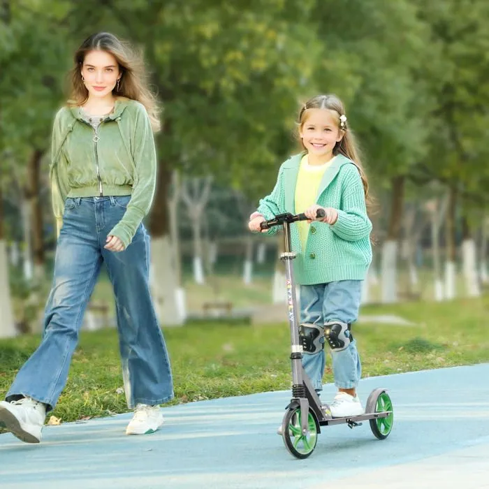 Trottinette enfants 6 à 12 ans - AIYAPLAY - trottinette pliable à 2 roues - hauteur réglage - pour filles et garçons - vert-1