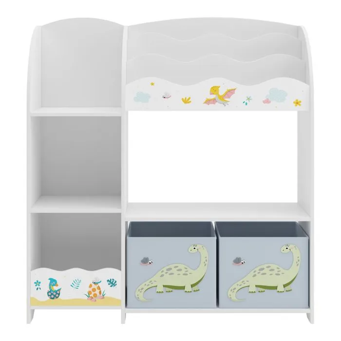 Étagère enfant Lysekil à motif dinosaure 100 x 93 x 30 cm blanc gris-4