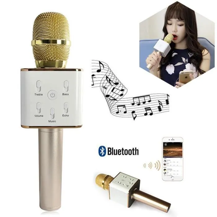 Bluetooth sans fil Karaoke Microphone portatif Microphone à condensateur avec micro Président KTV Record chantée