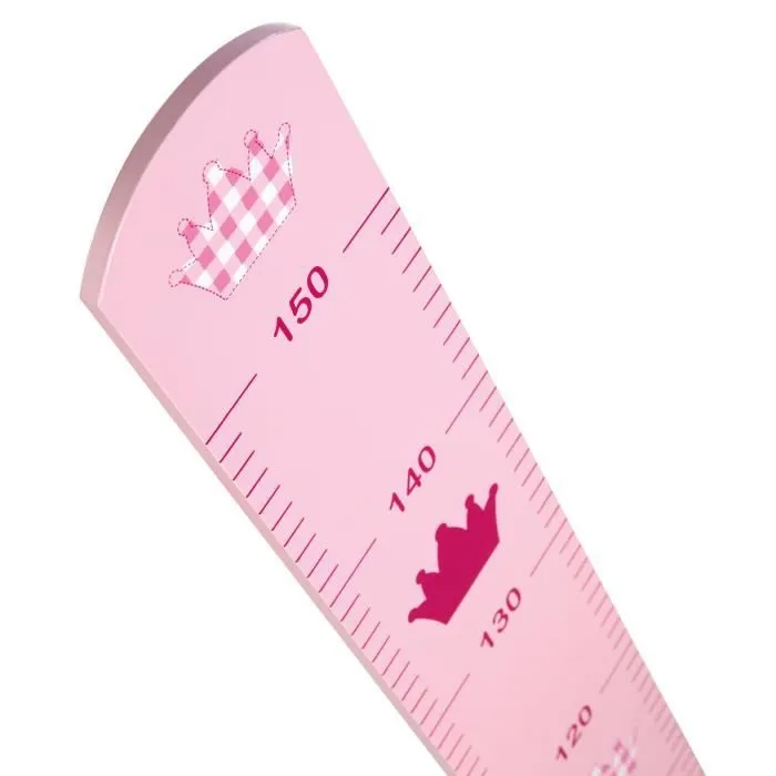 Toise Bébé en Bois ROBA - Modèle Krone - Échelle jusqu'à 150 cm - Motif Couronne - Rose-3
