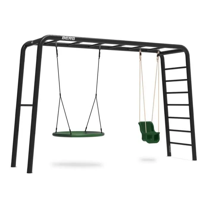 Balançoire et cadre d'escalade - BERG - Playbase Large TL - Métal noir - 3 agrès - 3 ans et plus-0