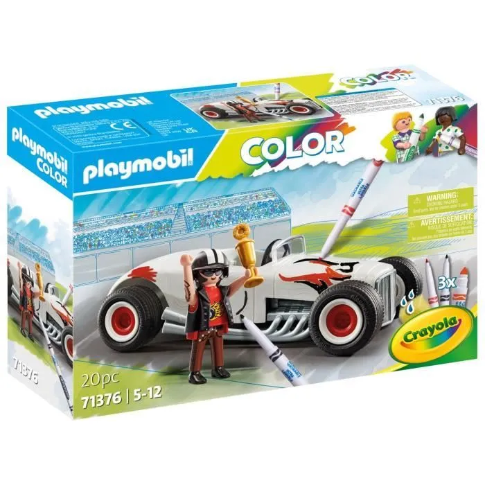 PLAYMOBIL Color 71376 Voiture de course, Crée de nouvelles histoires à tes couleurs, 20 pièces, Dès 5 ans-0