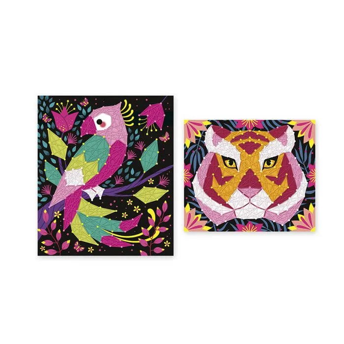 Kit Créatif - Coffret 2 Tableaux Fils Tendus Animaux De La Jungle À Créer-2