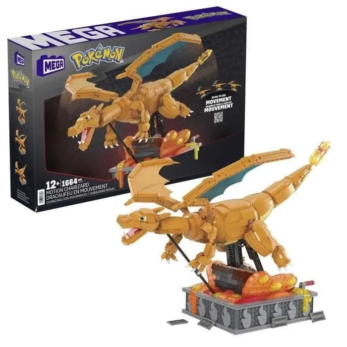 MEGA-Pokémon-Dracaufeu en Mouvement, à construire (1 663 pcs) HMW05-0