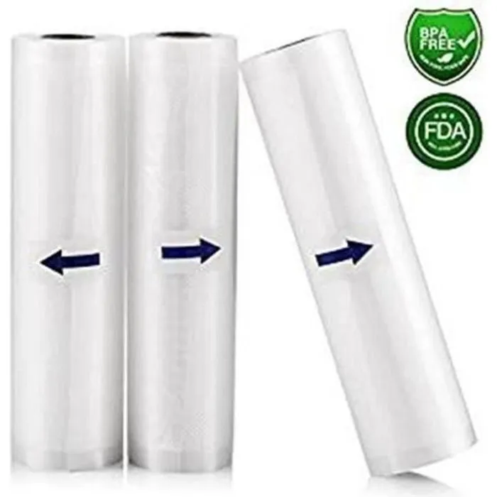 3 Rouleaux Sac Sous Vide Gaufré 28*500CM Sans BPA Stockage Alimentaire Pour Appareil Mise Sous Vide-0
