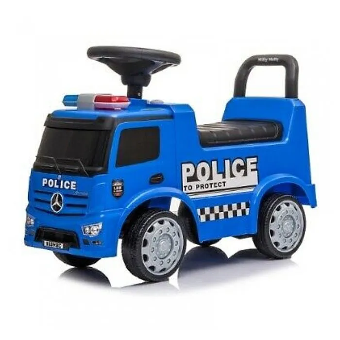 Porteur Mercedes Antos Police Truck pour enfant - Milly Mally - Bleu - Jouet en plastique avec 4 roues-2