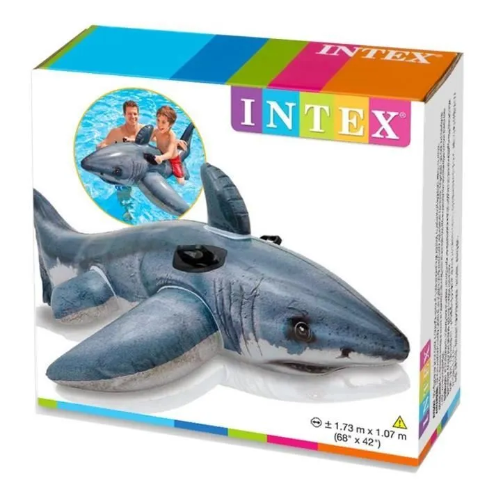 Bouée gonflable INTEX Grand Requin Blanc à Chevaucher - 173x107 cm - Pour Enfant à partir de 3 ans-2
