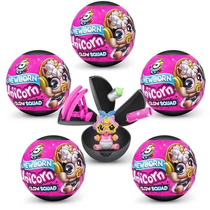 Poupee 5 surprise - 77339 - Series 6 Newborn Unicorn Glow Squad (5 Pack) Capsule mystere a Collectionner,-0