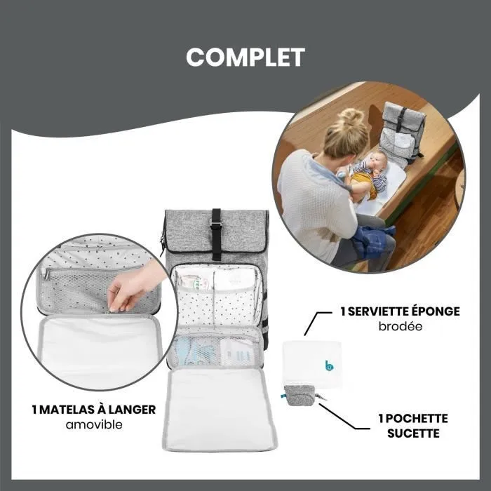 Babymoov Sac à dos à langer Le Sancy, Capacité ajustable 26 à 36L, Smokey-4